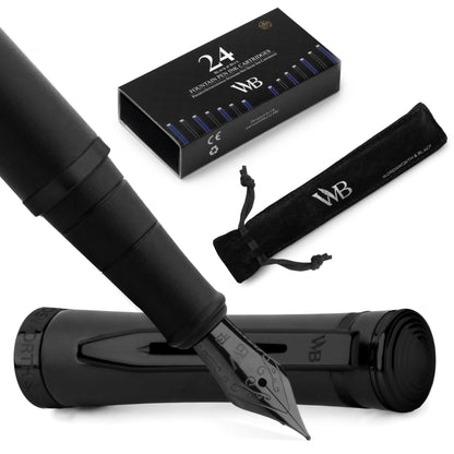 Wordsworth & Black Fountain Pen Set for Writing, Extra Fine Nib,Silver
