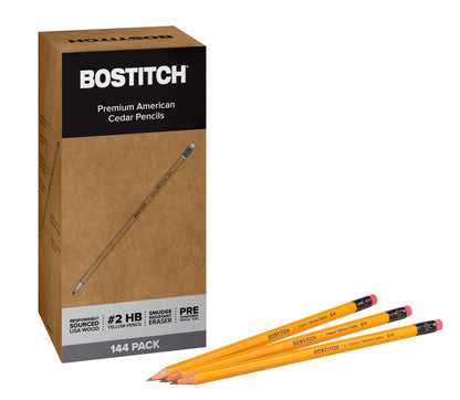 Bostitch Office Premium #2 Pencils, American Cedar Wood, Pre-Sharpened, HB Graphite, 12-Pack