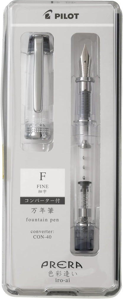 PILOT PFPR1TBF PRERA Fountain Pen, Color Matching, F, Fine Point, Transparent Black