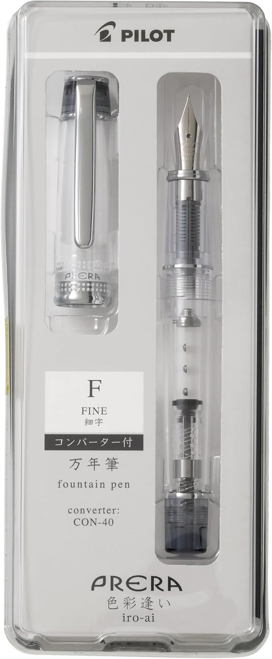 PILOT PFPR1TBF PRERA Fountain Pen, Color Matching, F, Fine Point, Transparent Black