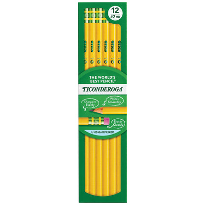Ticonderoga Wood-Cased Pencils, #2 HB Soft, Yellow, 72 Count