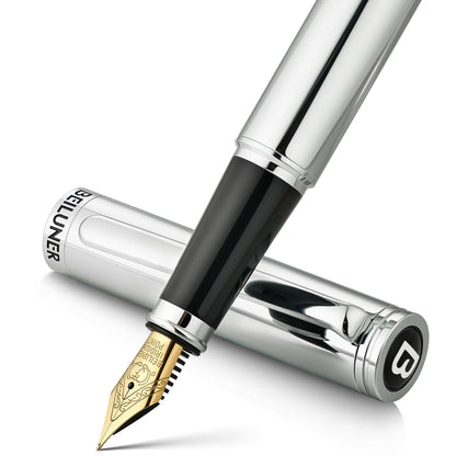BEILUNER Blue Fountain Pen,Stunning Luxury Pens with 24K Gold Finish, Gorgeous 24K Gilded Nib(Fine), Trustworthy Pen Gift for Men&Women -Ink Converter-Elegant, Graduation,Nice Pen for Writing