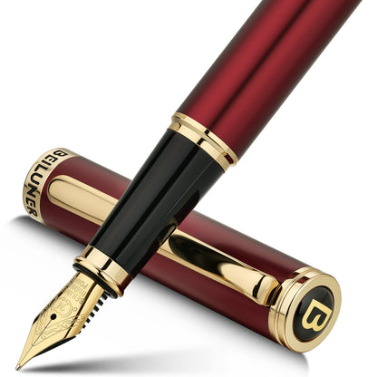 BEILUNER Blue Fountain Pen,Stunning Luxury Pens with 24K Gold Finish, Gorgeous 24K Gilded Nib(Fine), Trustworthy Pen Gift for Men&Women -Ink Converter-Elegant, Graduation,Nice Pen for Writing