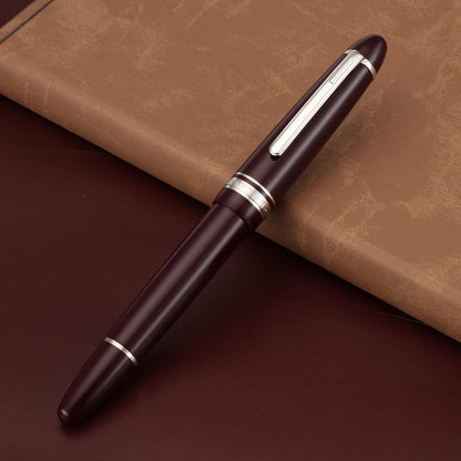 erofa Majohn P136 Piston Fountain Pen Flex Nib, Wine Red Resin Flexible Writing Pen Set