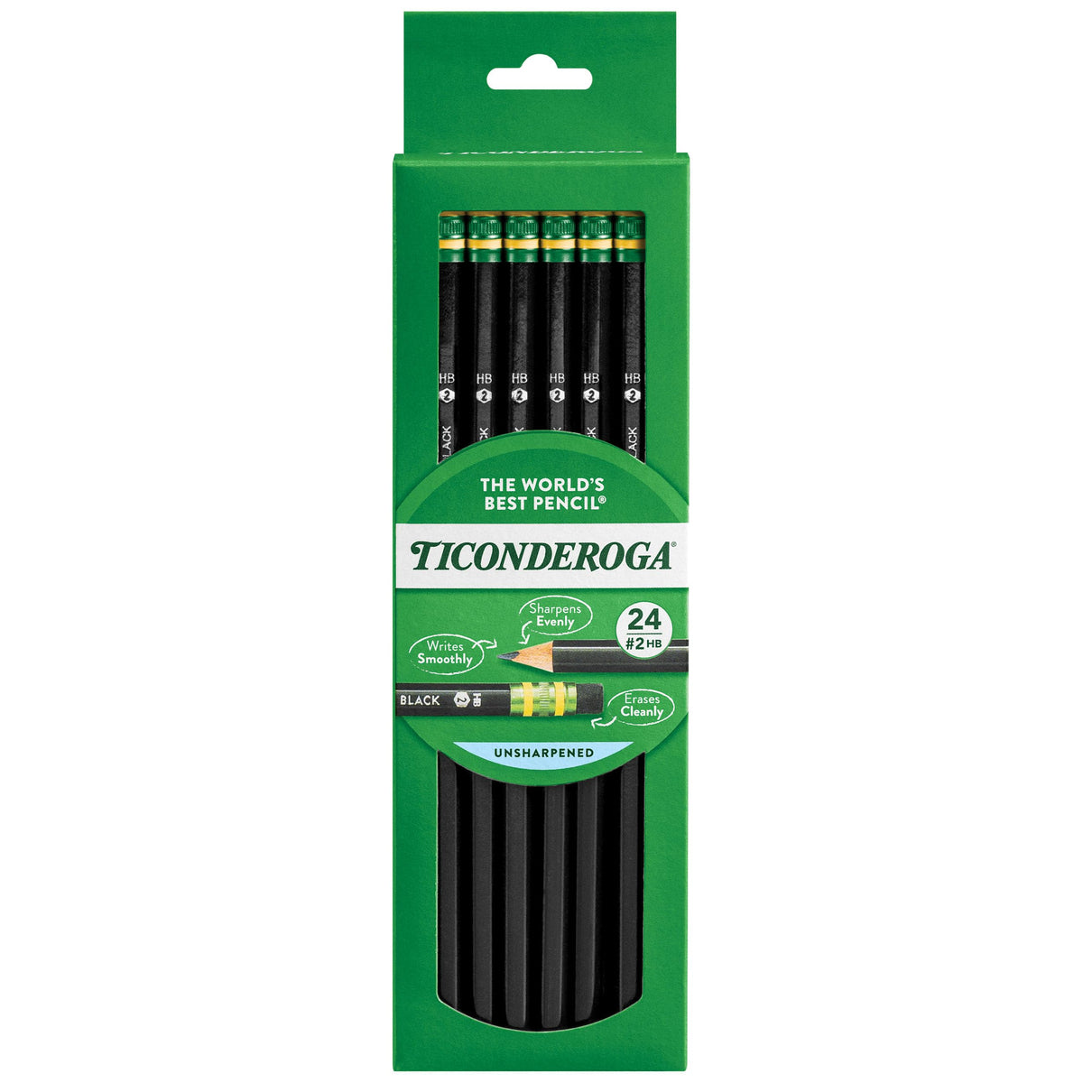 Ticonderoga Wood-Cased Pencils, #2 HB Soft, Black, 12 Count