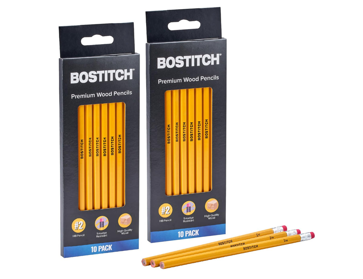Bostitch Premium #2 Pencils, Premium Wood, Unsharpened, HB Graphite, 10-Pack