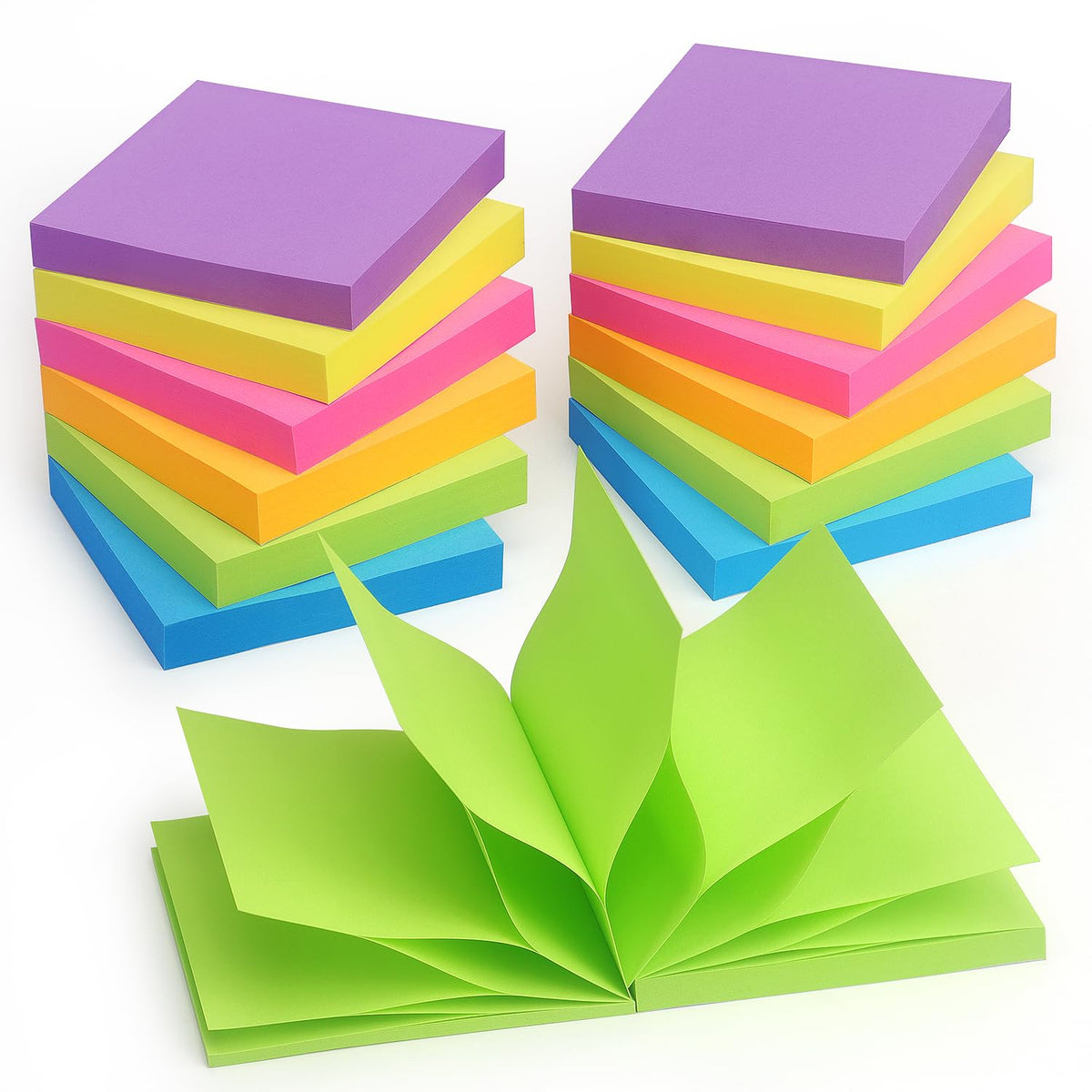 Pop-up Sticky Notes, 3x3 in, 24 Pads, 70 Sheets/Pad, Fluorescent Colors