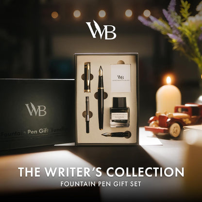 Wordsworth & Black Fountain Pen Gift Set, Medium & Extra Fine Nib, Black