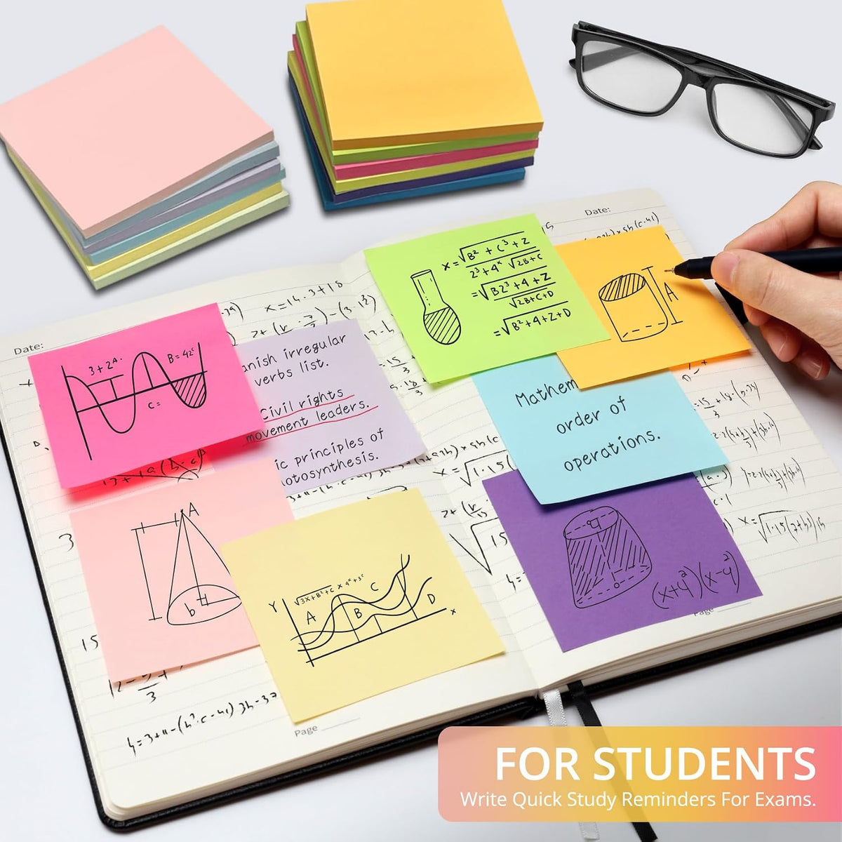 Taja 36 Pads Sticky Notes, 3x3 Inches, 12 Bright Colors, 50 Sheets/Pad