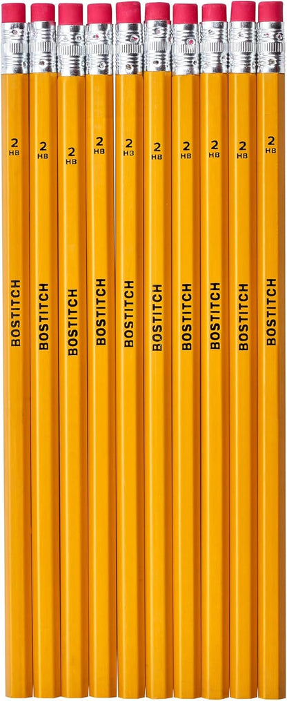 Bostitch Premium #2 Pencils, Premium Wood, Unsharpened, HB Graphite, 10-Pack