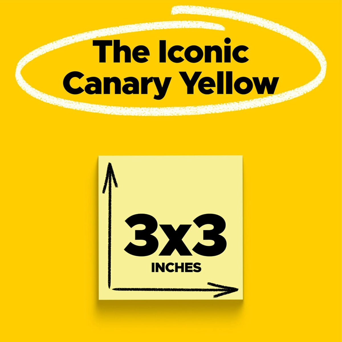 Post-it Super Sticky Notes, 12 Sticky Note Pads, 3 x 3 in., School Supplies, Office Products, Sticky Notes for Vertical Surfaces, Monitors, Walls and Windows, Canary Yellow