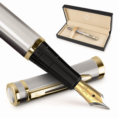Wordsworth & Black Luxury Fountain Pen Set for Writing, Medium Nib, Black