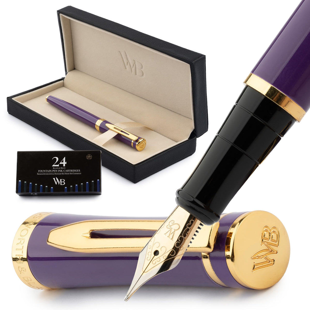Wordsworth & Black Luxury Fountain Pen Set for Writing, Medium Nib, Black