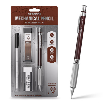 STAGEEK 0.7mm Mechanical Pencil, Drawing Pencil, with Eraser, 60 HB Leads