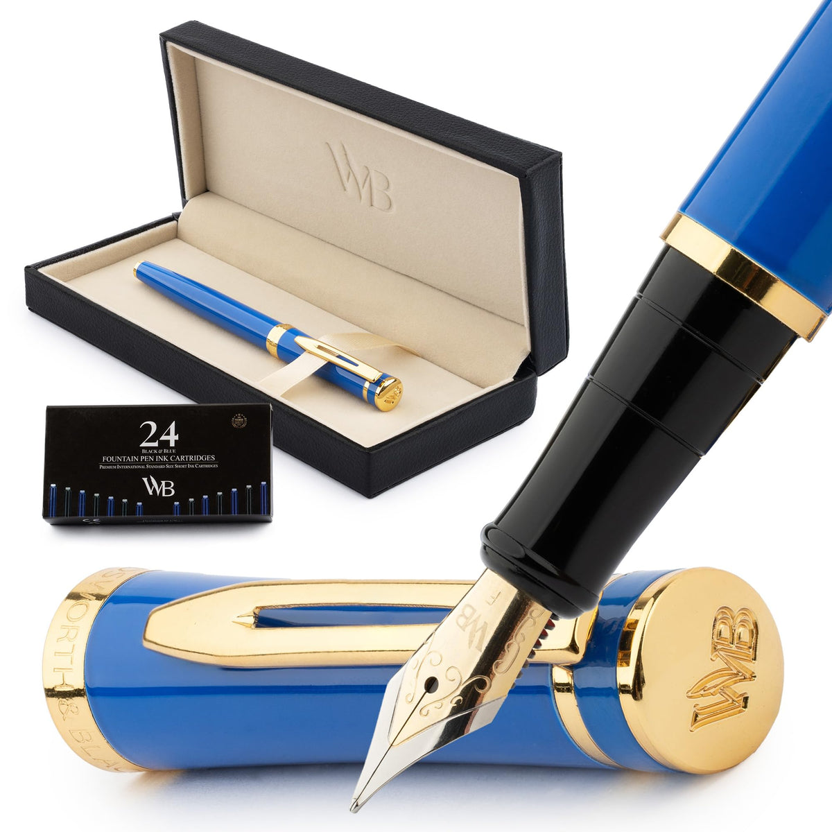 Wordsworth & Black Luxury Fountain Pen Set for Writing, Medium Nib, Black