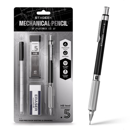 STAGEEK 0.7mm Mechanical Pencil, Drawing Pencil, with Eraser, 60 HB Leads