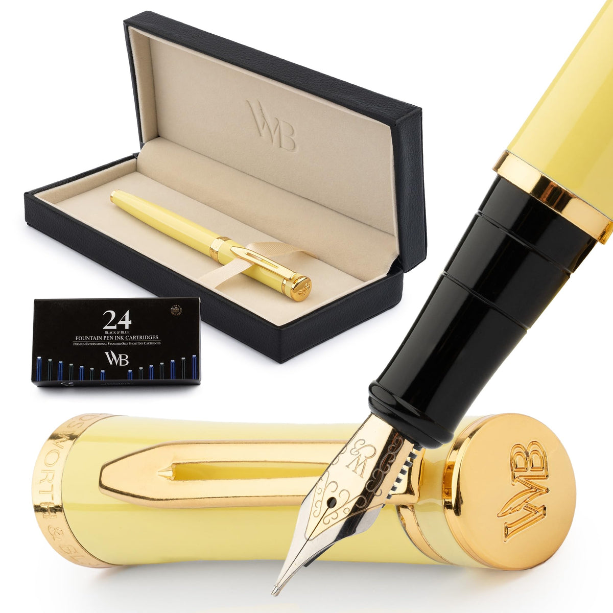 Wordsworth & Black Luxury Fountain Pen Set for Writing, Medium Nib, Black