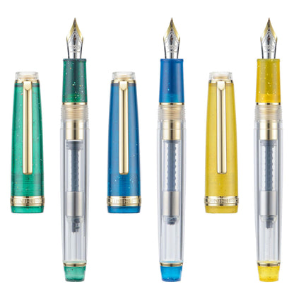 3 Jinhao 82 Fountain Pen Transparent Mixed Morandi Color Acrylic Medium Point Gold Trim with Converter Set