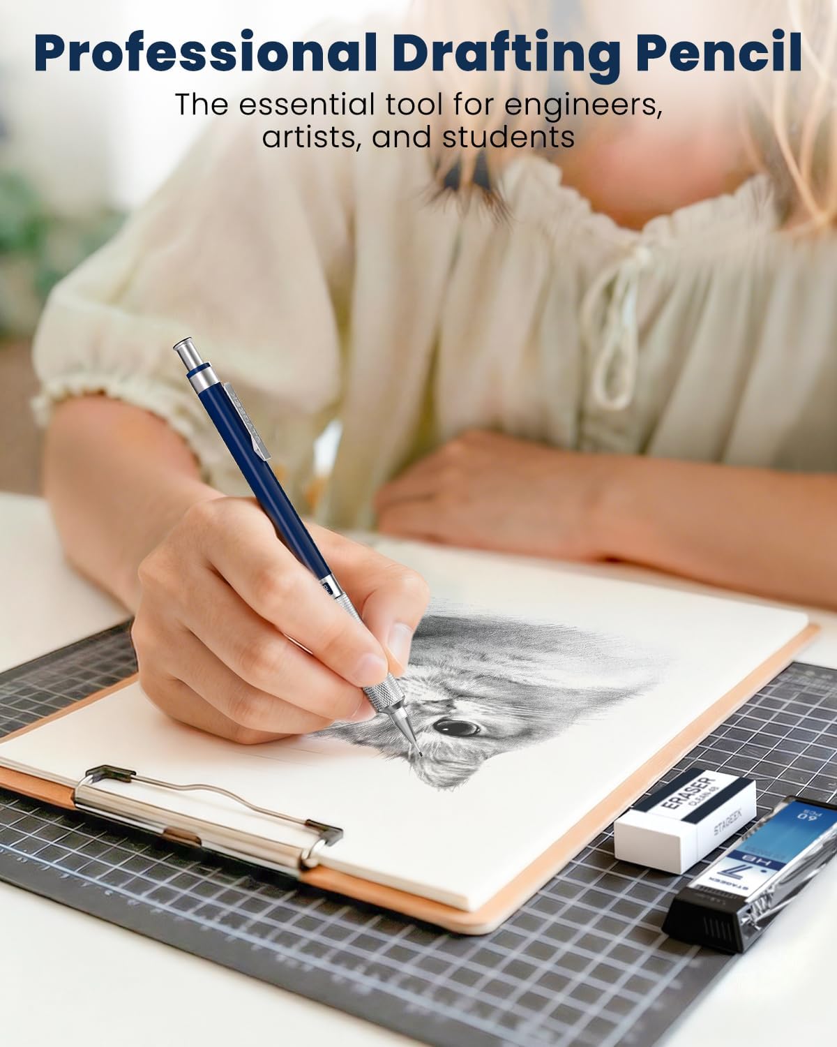STAGEEK 0.7mm Mechanical Pencil, Drawing Pencil, with Eraser, 60 HB Leads