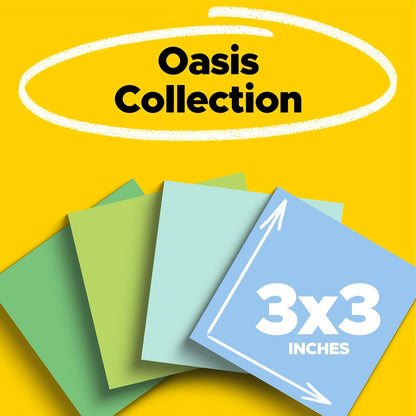 Post-it 100% Recycled Super Sticky Notes, 3 x 3 in, Oasis, 24 Pads