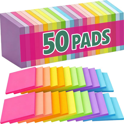 150 Pads Sticky Notes 3x3, Self-Stick Pads Bulk Bright Colors, School Supplies, Office Products, 50 Sheet/Pad