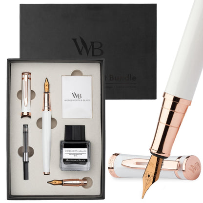 Wordsworth & Black Fountain Pen Gift Set, Medium & Extra Fine Nib, Black
