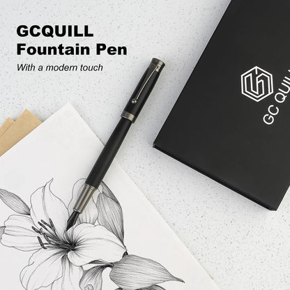 Fountain Pen Set - Fine & Medium Nibs, Includes 18 Ink Cartridges, Ink Refill Converter & Syringe Filler, Gift for Writing, Journaling & Calligraphy MU-13