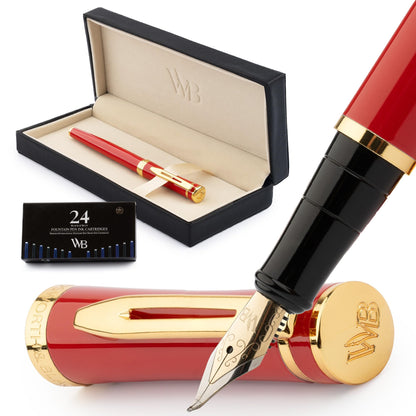 Wordsworth & Black Luxury Fountain Pen Set for Writing, Medium Nib, Black