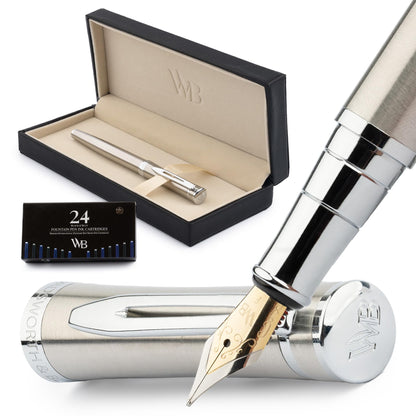 Wordsworth & Black Luxury Fountain Pen Set for Writing, Medium Nib, Black