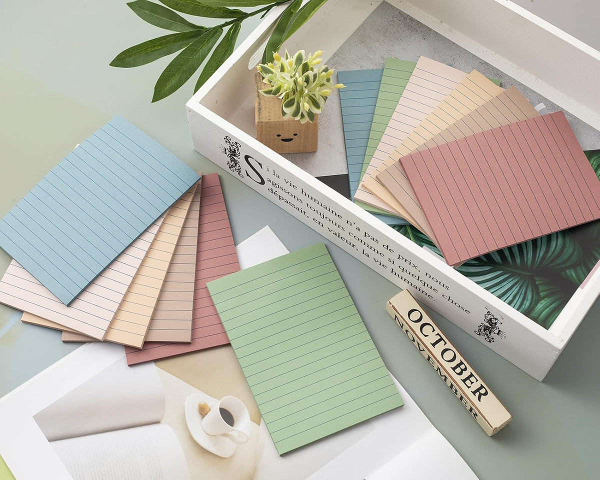 (12 Pack) Lined Sticky Notes 4x6 in,Vintage Large Notepads with Lines