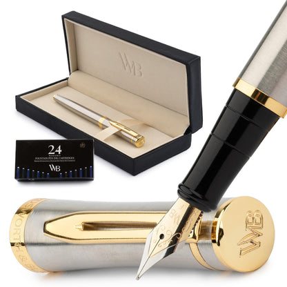 Wordsworth & Black Luxury Fountain Pen Set for Writing, Medium Nib, Black