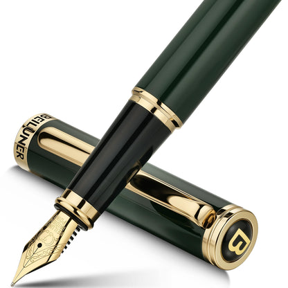 BEILUNER Blue Fountain Pen,Stunning Luxury Pens with 24K Gold Finish, Gorgeous 24K Gilded Nib(Fine), Trustworthy Pen Gift for Men&Women -Ink Converter-Elegant, Graduation,Nice Pen for Writing