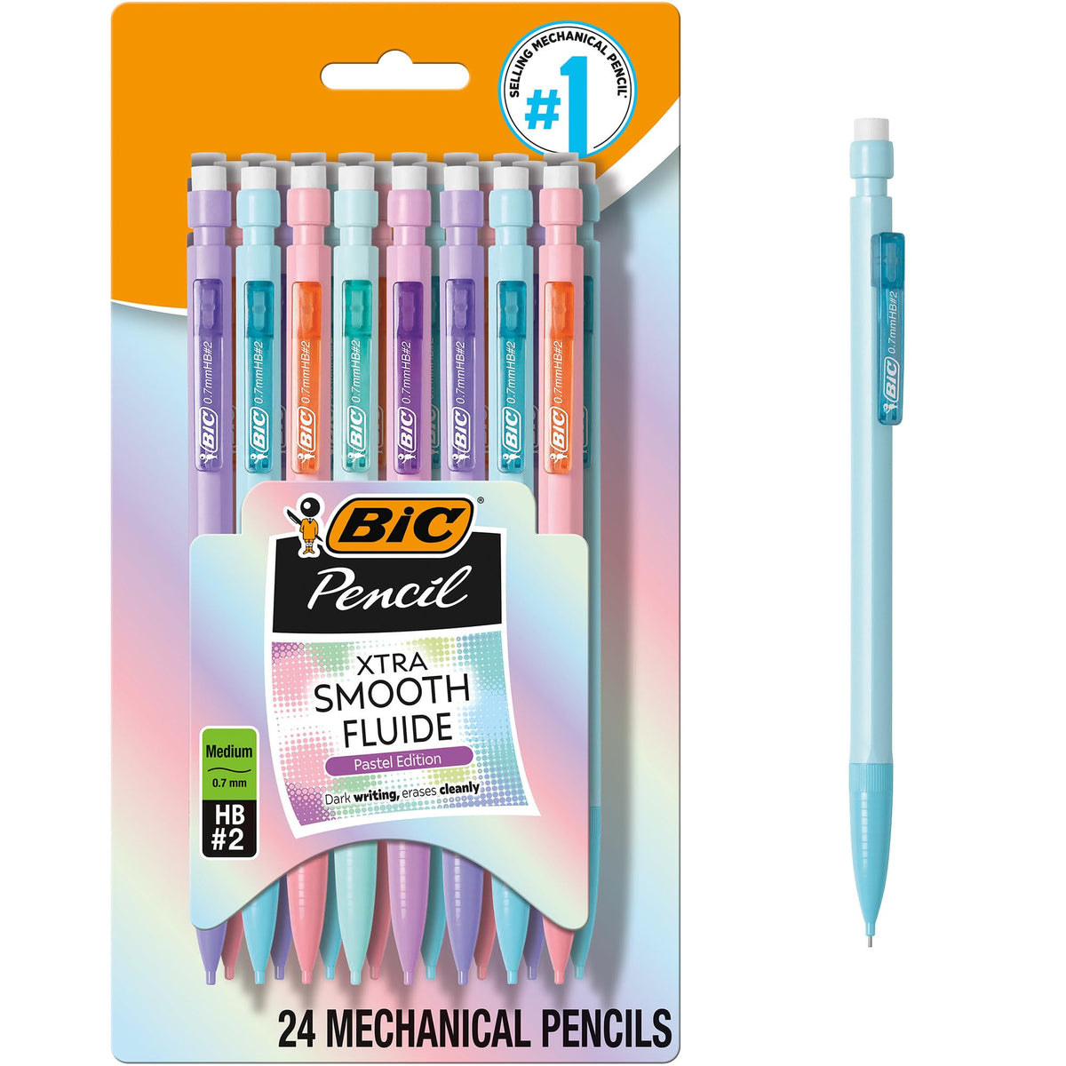 BIC Xtra-Sparkle Number 2 Mechanical Pencils, 24-Count Pack, 0.7mm Point