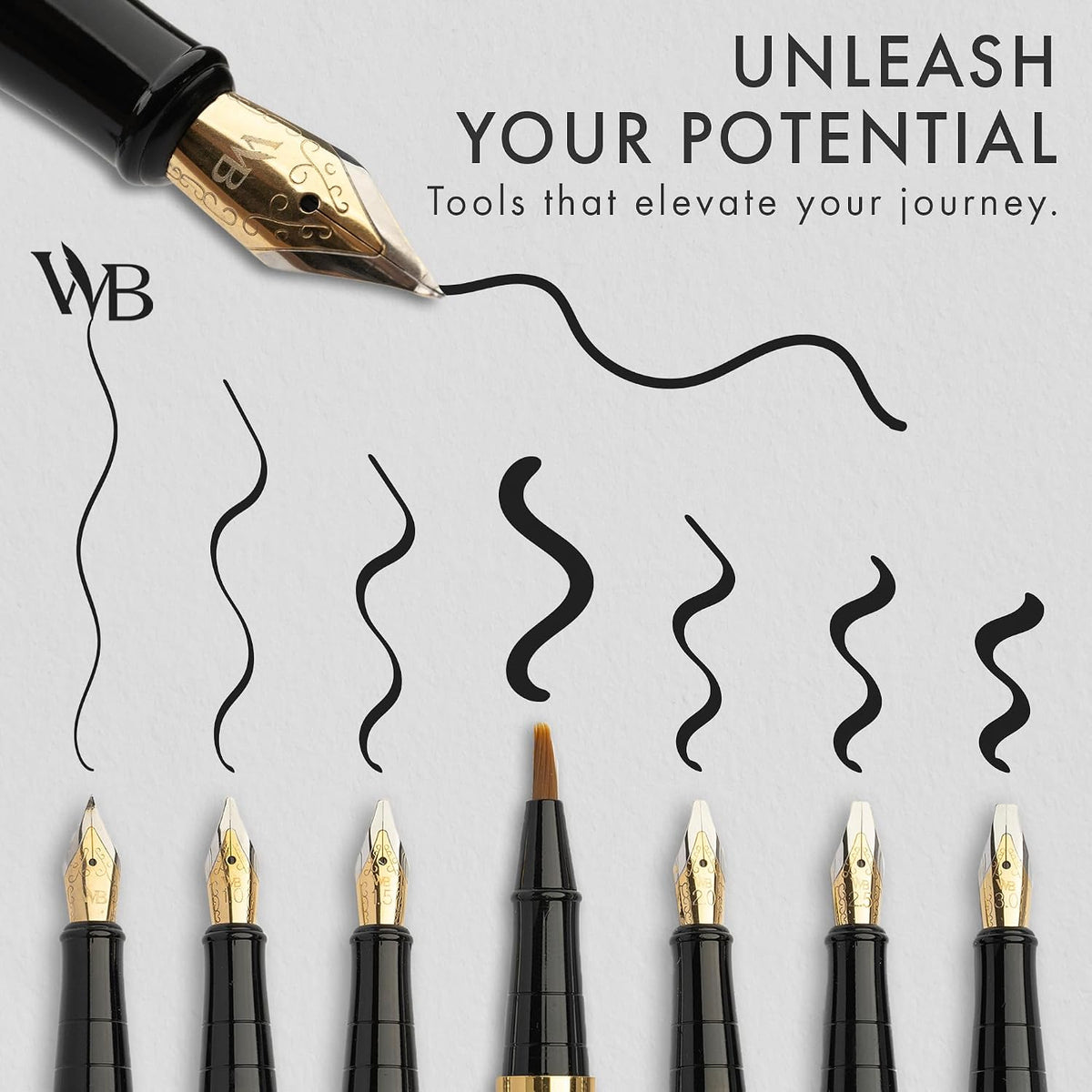 Wordsworth & Black Luxury Calligraphy Pen Set for Writing, 6 Nibs, Black