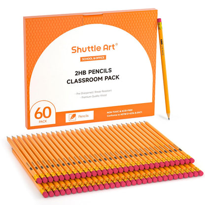 Shuttle Art Wood-Cased #2 HB Pencils, 1000 Pack Sharpened Yellow Pencils with Erasers, Bulk Pack Graphite Pencils for School and Teacher Supplies, Writing, Drawing and Sketching