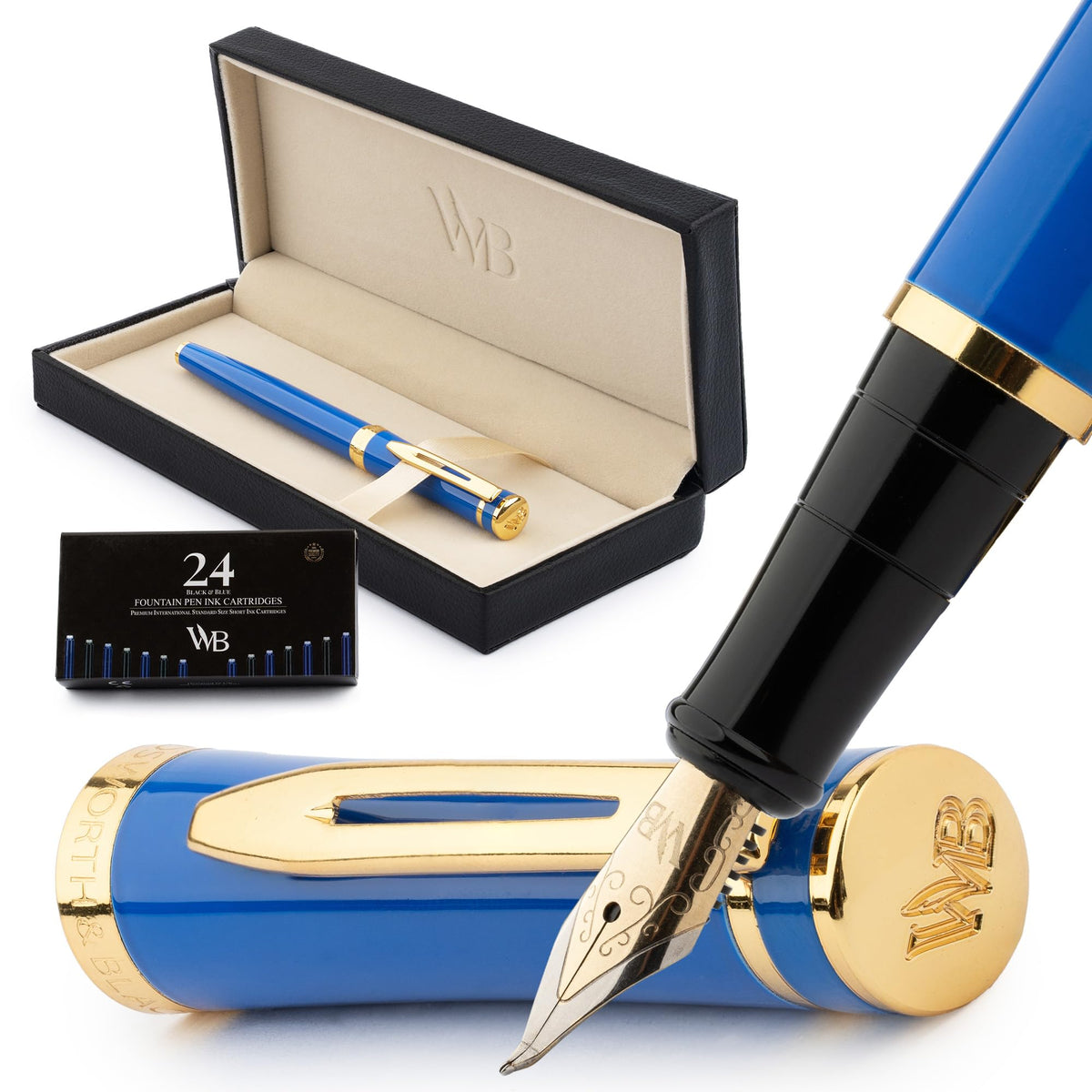 Wordsworth & Black Luxury Fountain Pen Set for Writing, Medium Nib, Black