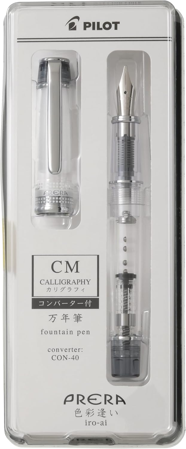 PILOT PRERA Fountain Pen, Color Matching, CM Calligraphy, Transparent Black, PFPR1TBCM