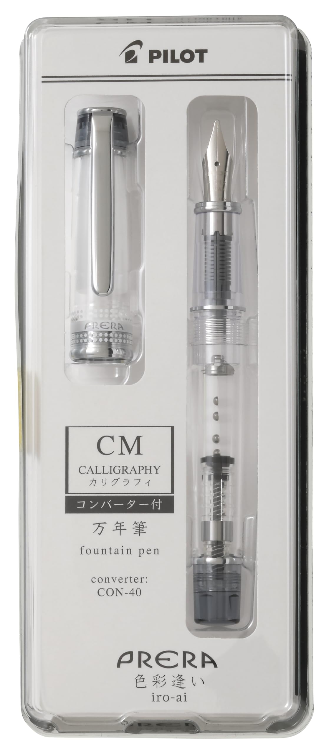 PILOT PRERA Fountain Pen, Color Matching, CM Calligraphy, Transparent Black, PFPR1TBCM