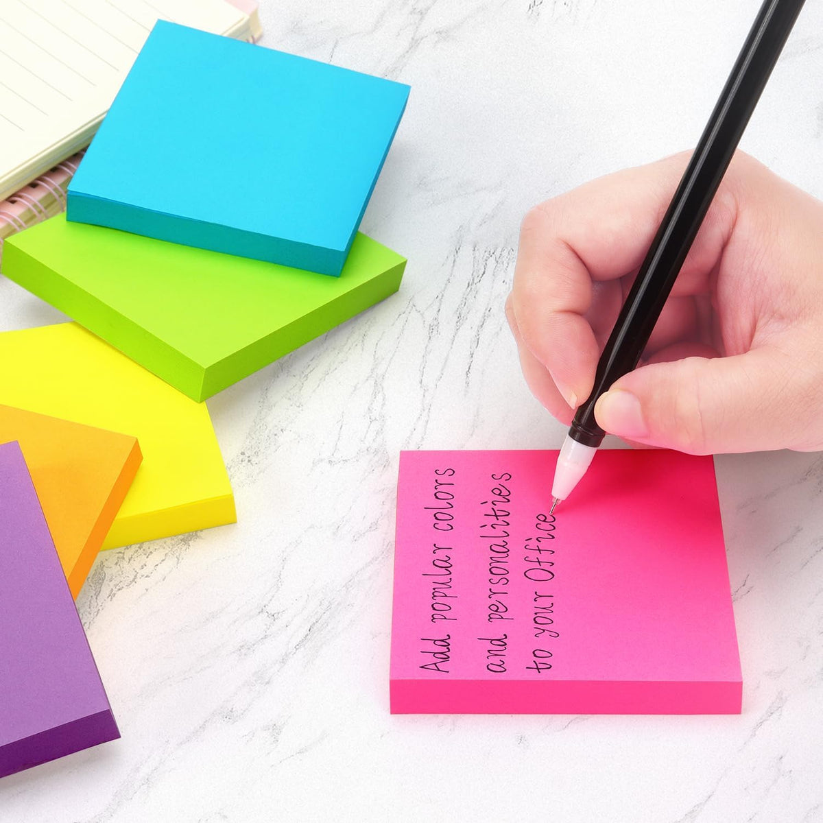 OSBOO Sticky Notes 3x3 Pop Up with 6 Bright Colors, 100 Sheets/Pad