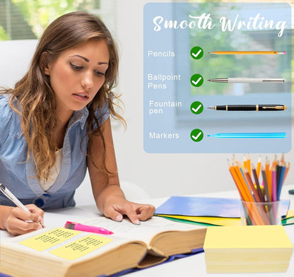 12 Pads Sticky Notes Large, 3 x 5'' Self-Stick Note Pads Recyclable,100 Sheets/Pad Super Sticking Power 76x127mm,1200 Sheets Clean Removal Notepads, Easy to Post for Note Taking,to Do Lists(Yellow)
