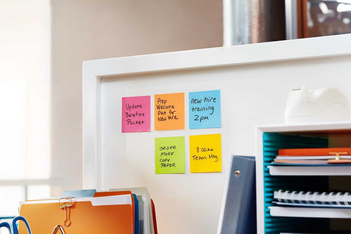 Post-it Super Sticky Notes, 4 x 4 in, Neon Fizz, 6 Lined Pads