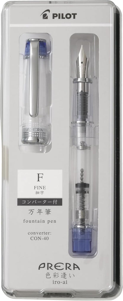 PILOT PFPR1TLF PRERA Fountain Pen, Color Matching, F, Fine Point, Transparent Blue