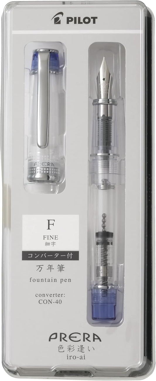 PILOT PFPR1TLF PRERA Fountain Pen, Color Matching, F, Fine Point, Transparent Blue