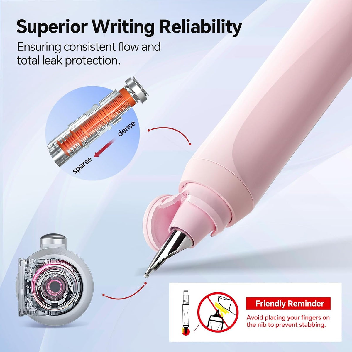 WRITECH Fountain Pen Fine Point: Clictek Retractable Black Ink Cartridges