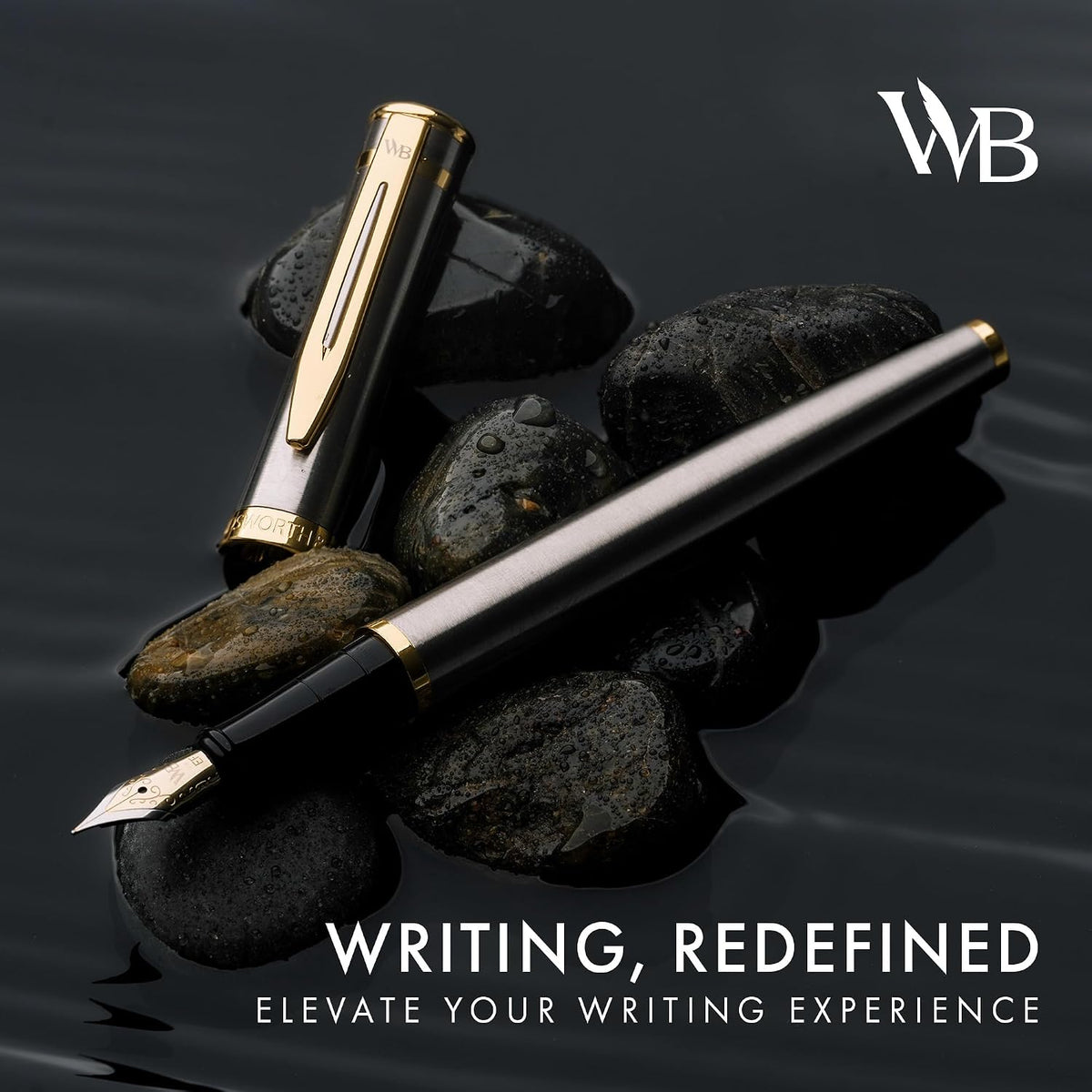 Wordsworth & Black Fountain Pen Set for Writing, Extra Fine Nib,Silver