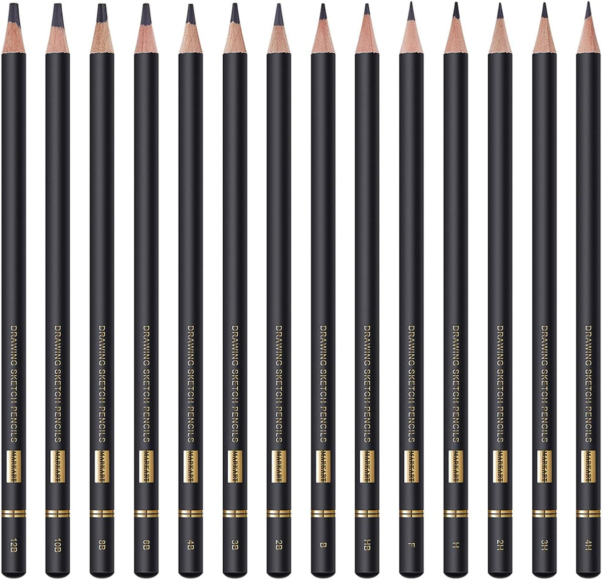 MARKART Drawing Sketching Pencils Set, 14 Pieces, Graphite Pencil(12B - 4H)