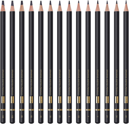 MARKART Drawing Sketching Pencils Set, 14 Pieces, Graphite Pencil(12B - 4H)