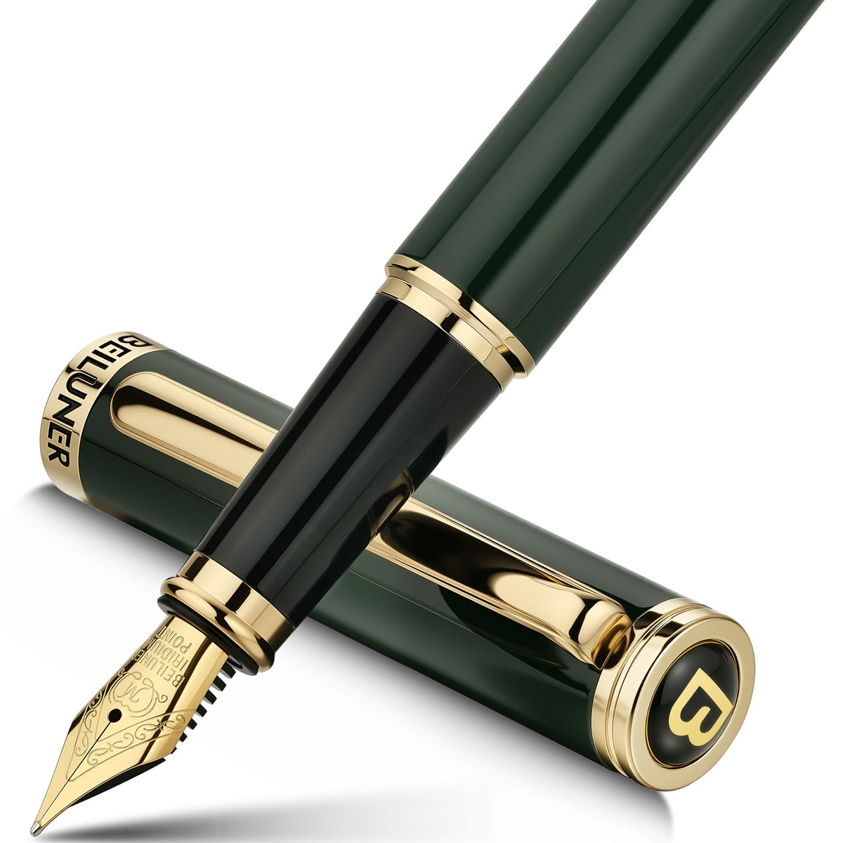 BEILUNER Blue Fountain Pen,Stunning Luxury Pens with 24K Gold Finish, Gorgeous 24K Gilded Nib(Fine), Trustworthy Pen Gift for Men&Women -Ink Converter-Elegant, Graduation,Nice Pen for Writing