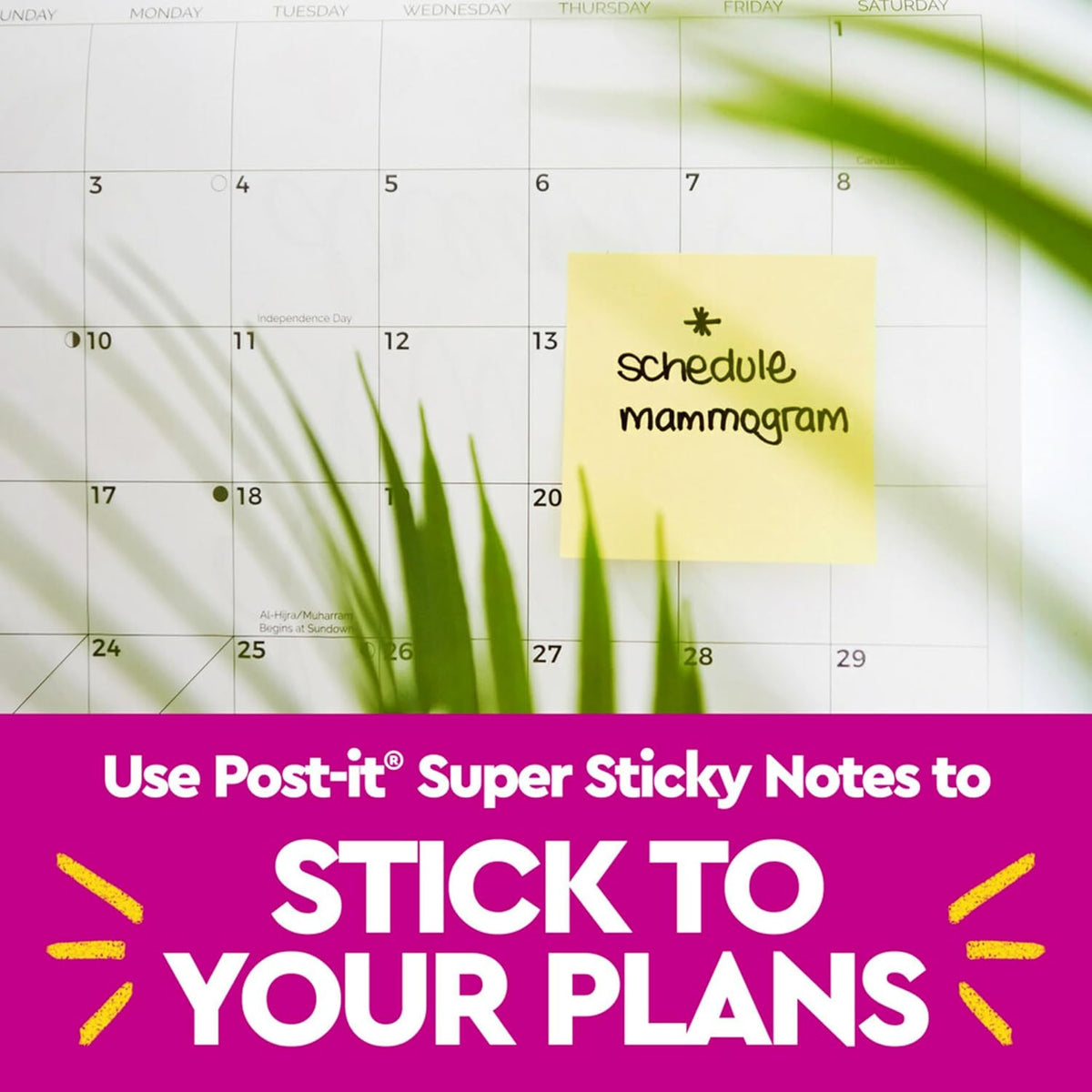 Post-it Super Sticky Notes, 4 x 4 in, Canary Yellow, 6 Lined Pads