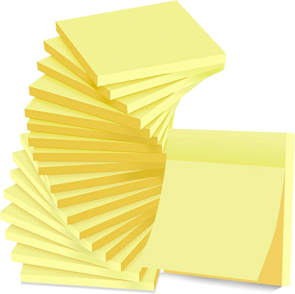 (18 Pads) Sticky Notes 3 x 3 in, Yellow Self-Stick Pads, Strong Adhesive